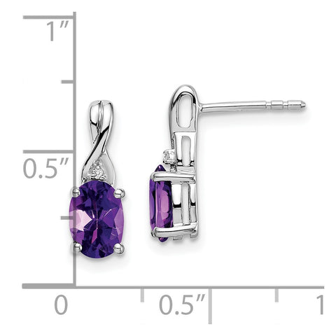 14k White Gold Oval Amethyst and Diamond Earrings-WBC-EM7075-AM-001-WA