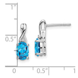 14k White Gold Oval Blue Topaz and Diamond Earrings-WBC-EM7075-BT-001-WA