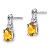 14k White Gold Oval Citrine and Diamond Earrings-WBC-EM7075-CI-001-WA