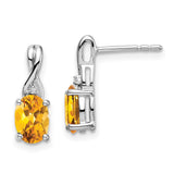 14k White Gold Oval Citrine and Diamond Earrings-WBC-EM7075-CI-001-WA