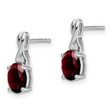 14k White Gold Oval Garnet and Diamond Earrings-WBC-EM7075-GA-001-WA