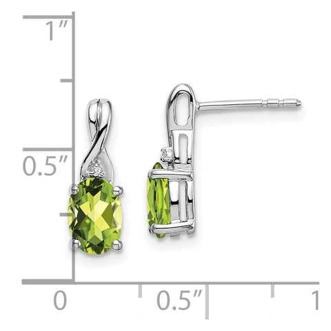 14k White Gold Oval Peridot and Diamond Earrings-WBC-EM7075-PE-001-WA