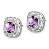 Sterling Silver Amethyst Earrings-WBC-EM7077-AM-SS