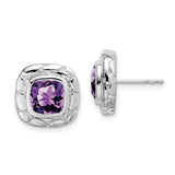 Sterling Silver Amethyst Earrings-WBC-EM7077-AM-SS