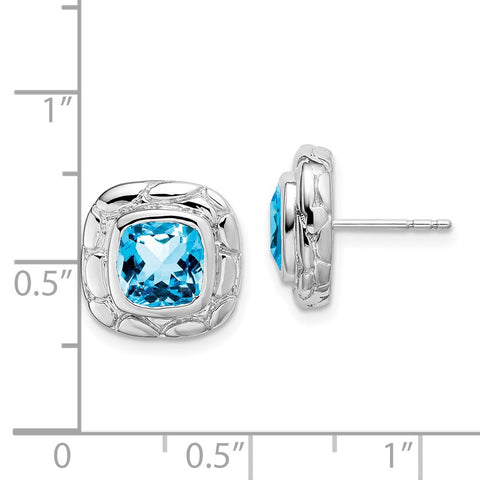 Sterling Silver Blue Topaz Earrings-WBC-EM7077-BT-SS