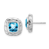 Sterling Silver Blue Topaz Earrings-WBC-EM7077-BT-SS