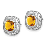 Sterling Silver Citrine Earrings-WBC-EM7077-CI-SS