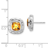 Sterling Silver Citrine Earrings-WBC-EM7077-CI-SS