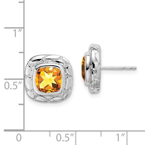 Sterling Silver Citrine Earrings-WBC-EM7077-CI-SS