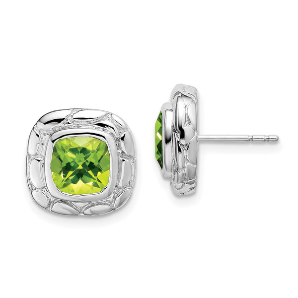 Sterling Silver Peridot Earrings-WBC-EM7077-PE-SS