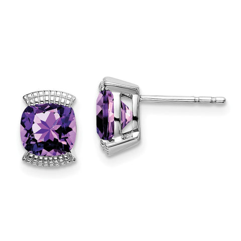 14k White Gold Amethyst Post Earrings-WBC-EM7080-AM-W