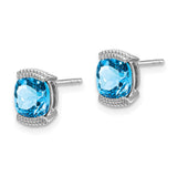 14k White Gold Blue Topaz Post Earrings-WBC-EM7080-BT-W