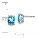 14k White Gold Blue Topaz Post Earrings-WBC-EM7080-BT-W