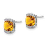 14k White Gold Citrine Post Earrings-WBC-EM7080-CI-W