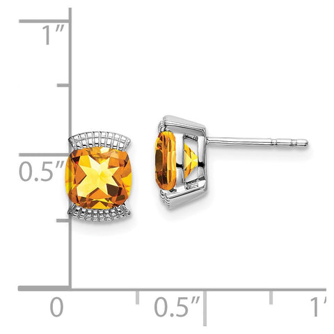 14k White Gold Citrine Post Earrings-WBC-EM7080-CI-W