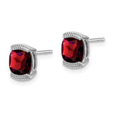 14k White Gold Garnet Post Earrings-WBC-EM7080-GA-W