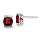 14k White Gold Garnet Post Earrings-WBC-EM7080-GA-W