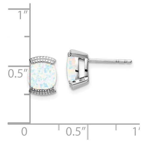 14k White Gold Created Opal Post Earrings-WBC-EM7080-OP-W