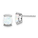 14k White Gold Created Opal Post Earrings-WBC-EM7080-OP-W