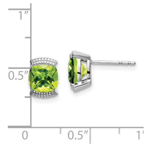 14k White Gold Peridot Post Earrings-WBC-EM7080-PE-W