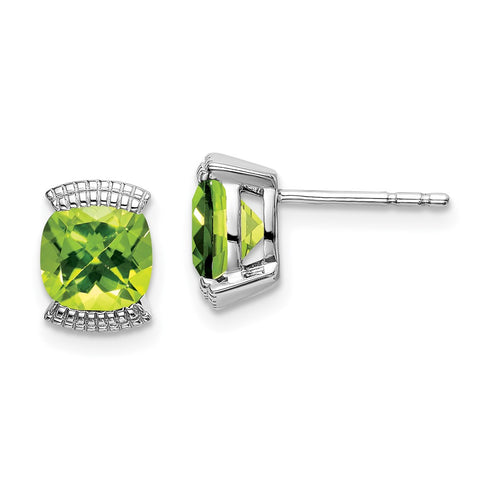 14k White Gold Peridot Post Earrings-WBC-EM7080-PE-W