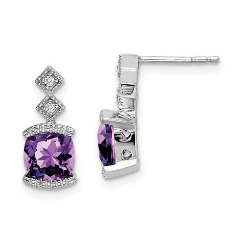 14k White Gold Amethyst and Diamond Earrings-WBC-EM7081-AM-004-WA