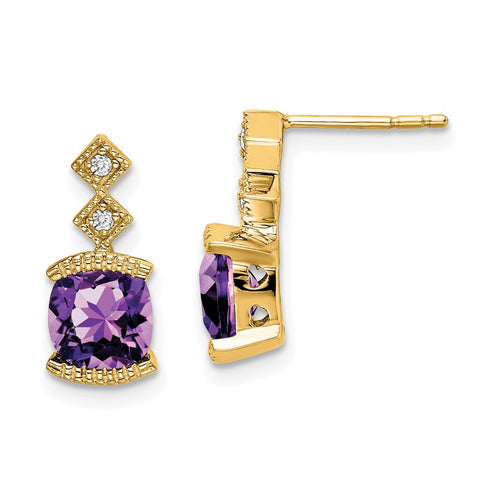 14k Amethyst and Diamond Earrings-WBC-EM7081-AM-004-YA