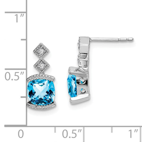 14k White Gold Blue Topaz and Diamond Earrings-WBC-EM7081-BT-004-WA