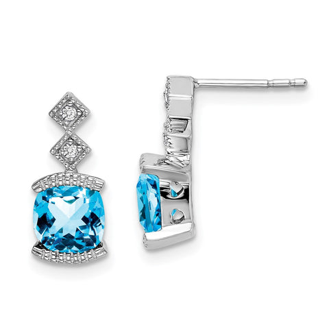 14k White Gold Blue Topaz and Diamond Earrings-WBC-EM7081-BT-004-WA