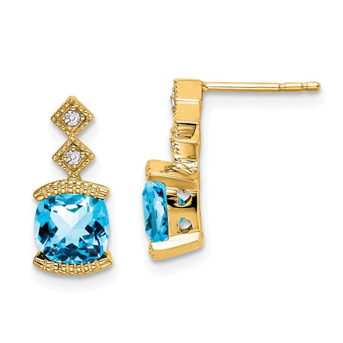 14k Blue Topaz and Diamond Earrings-WBC-EM7081-BT-004-YA