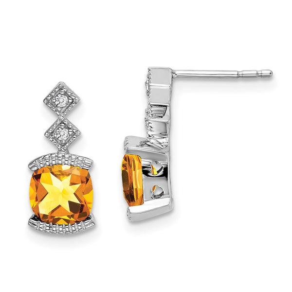 14k White Gold Citrine and Diamond Earrings-WBC-EM7081-CI-004-WA