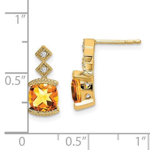 14k Citrine and Diamond Earrings-WBC-EM7081-CI-004-YA