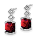 14k White Gold Garnet and Diamond Earrings-WBC-EM7081-GA-004-WA