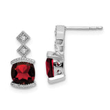 14k White Gold Garnet and Diamond Earrings-WBC-EM7081-GA-004-WA