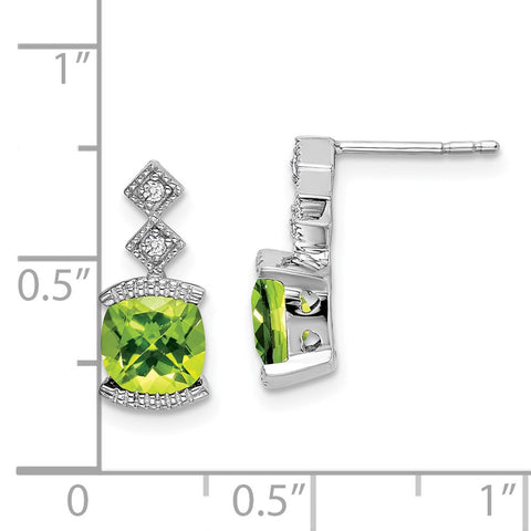 14k White Gold Peridot and Diamond Earrings-WBC-EM7081-PE-004-WA