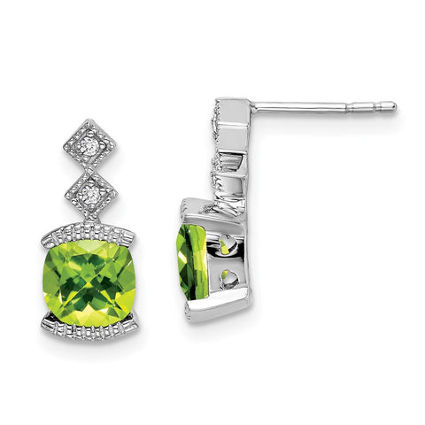 14k White Gold Peridot and Diamond Earrings-WBC-EM7081-PE-004-WA