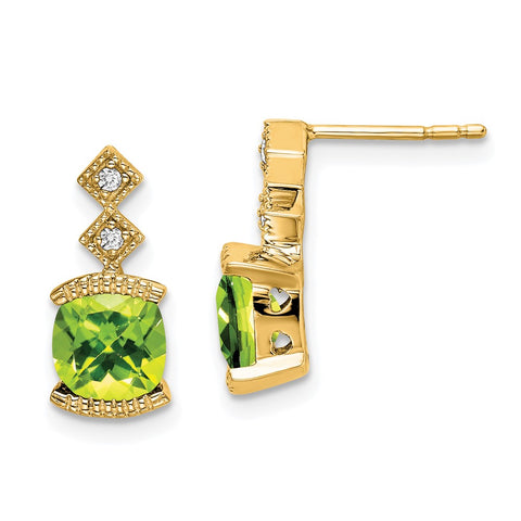 14k Peridot and Diamond Earrings-WBC-EM7081-PE-004-YA