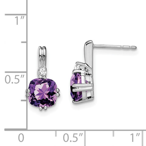 10k White Gold Cushion Amethyst and Diamond Earrings-WBC-EM7083-AM-004-1WA