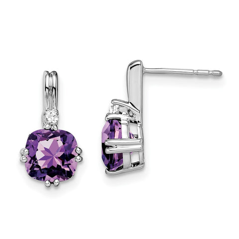 10k White Gold Cushion Amethyst and Diamond Earrings-WBC-EM7083-AM-004-1WA