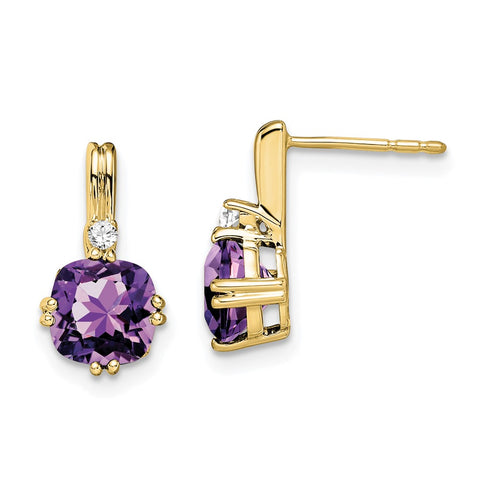 10k Cushion Amethyst and Diamond Earrings-WBC-EM7083-AM-004-1YA