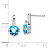 10k White Gold Cushion Blue Topaz and Diamond Earrings-WBC-EM7083-BT-004-1WA