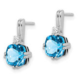 14k White Gold Cushion Blue Topaz and Diamond Earrings-WBC-EM7083-BT-004-WA