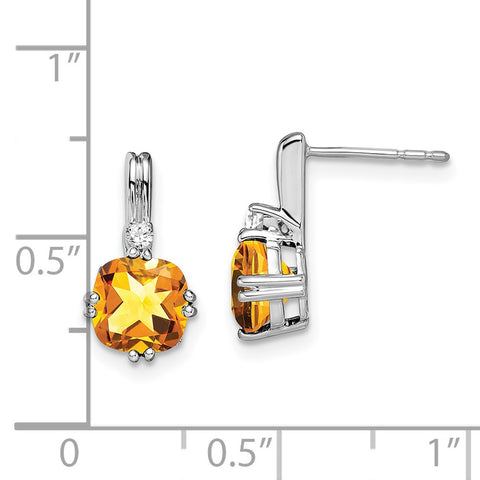 10k White Gold Cushion Citrine and Diamond Earrings-WBC-EM7083-CI-004-1WA