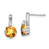 10k White Gold Cushion Citrine and Diamond Earrings-WBC-EM7083-CI-004-1WA