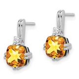 14k White Gold Cushion Citrine and Diamond Earrings-WBC-EM7083-CI-004-WA