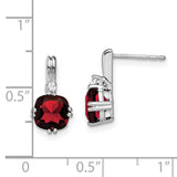 10k White Gold Cushion Garnet and Diamond Earrings-WBC-EM7083-GA-004-1WA