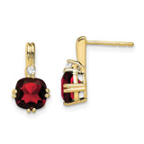 10k Cushion Garnet and Diamond Earrings-WBC-EM7083-GA-004-1YA