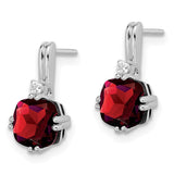 14k White Gold Cushion Garnet and Diamond Earrings-WBC-EM7083-GA-004-WA