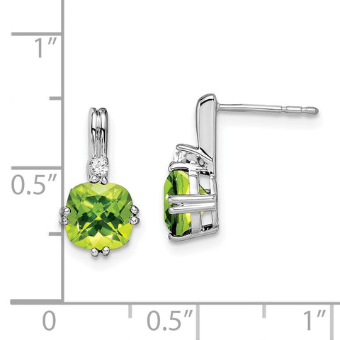 10k White Gold Cushion Peridot and Diamond Earrings-WBC-EM7083-PE-004-1WA