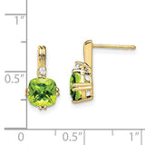 10k Cushion Peridot and Diamond Earrings-WBC-EM7083-PE-004-1YA